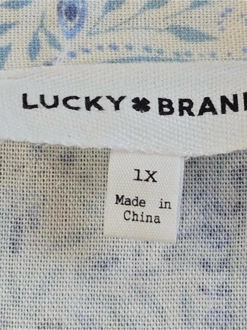 Lucky Brand White Paisley Button-Front Midi Dress with Light Blue Accents - Picture 4 of 8
